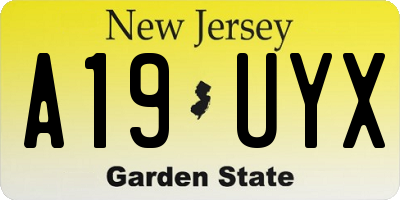 NJ license plate A19UYX