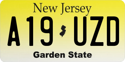 NJ license plate A19UZD