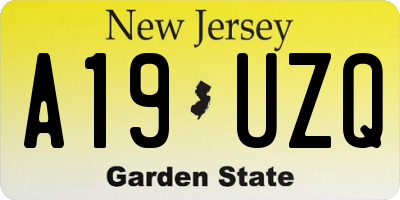 NJ license plate A19UZQ