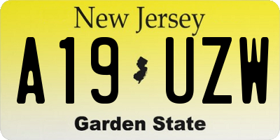 NJ license plate A19UZW