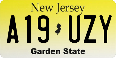 NJ license plate A19UZY