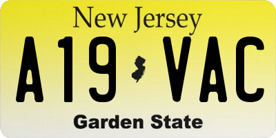 NJ license plate A19VAC