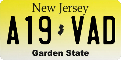 NJ license plate A19VAD