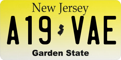 NJ license plate A19VAE