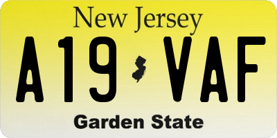 NJ license plate A19VAF