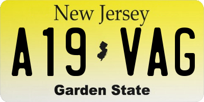 NJ license plate A19VAG