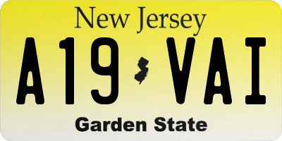NJ license plate A19VAI