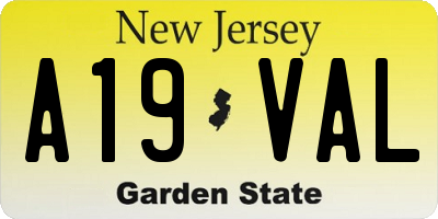 NJ license plate A19VAL