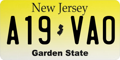 NJ license plate A19VAO