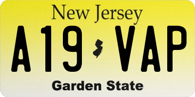 NJ license plate A19VAP
