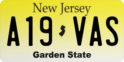 NJ license plate A19VAS