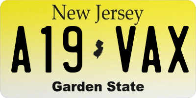 NJ license plate A19VAX