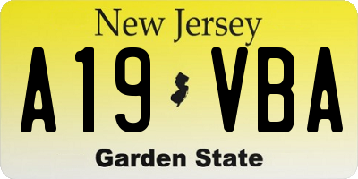 NJ license plate A19VBA