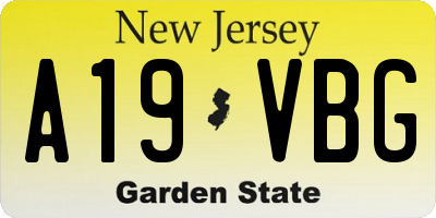 NJ license plate A19VBG