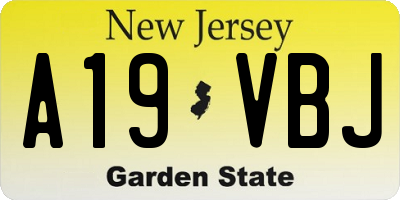 NJ license plate A19VBJ