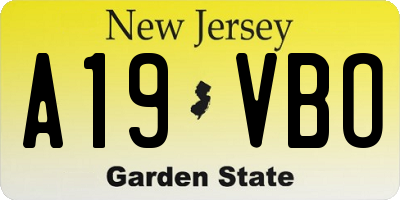NJ license plate A19VBO