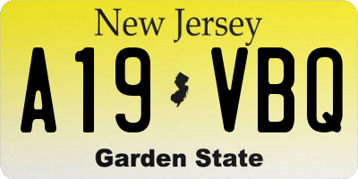 NJ license plate A19VBQ