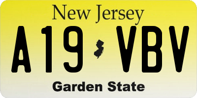 NJ license plate A19VBV