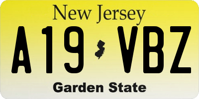 NJ license plate A19VBZ