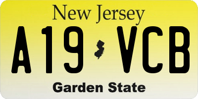 NJ license plate A19VCB