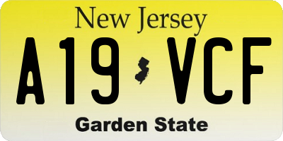 NJ license plate A19VCF