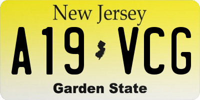 NJ license plate A19VCG
