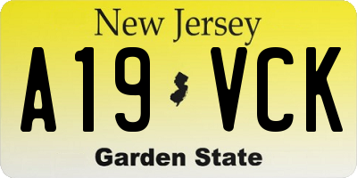 NJ license plate A19VCK