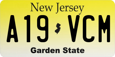 NJ license plate A19VCM