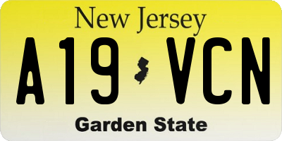 NJ license plate A19VCN
