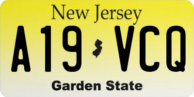 NJ license plate A19VCQ