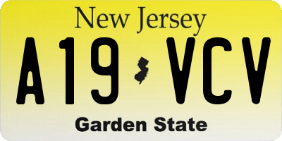 NJ license plate A19VCV