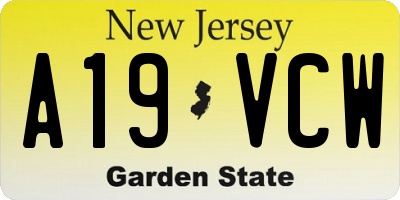 NJ license plate A19VCW