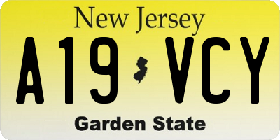 NJ license plate A19VCY