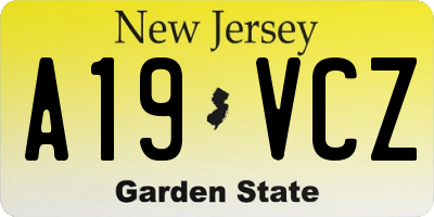 NJ license plate A19VCZ
