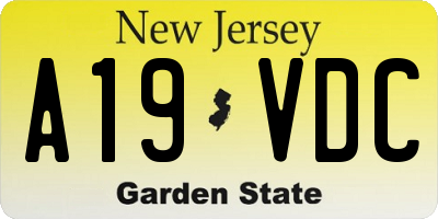 NJ license plate A19VDC