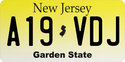 NJ license plate A19VDJ