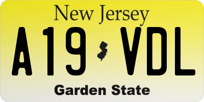 NJ license plate A19VDL