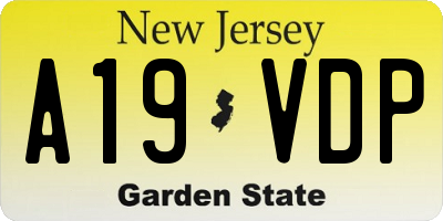 NJ license plate A19VDP