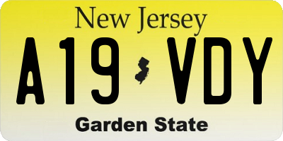 NJ license plate A19VDY