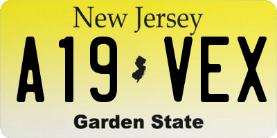 NJ license plate A19VEX