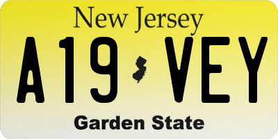 NJ license plate A19VEY