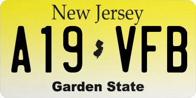 NJ license plate A19VFB