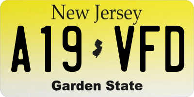 NJ license plate A19VFD