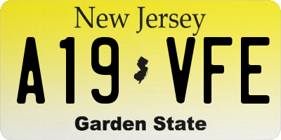 NJ license plate A19VFE