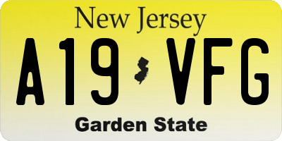 NJ license plate A19VFG