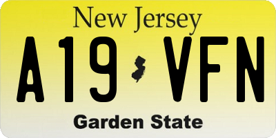 NJ license plate A19VFN