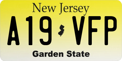 NJ license plate A19VFP