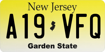 NJ license plate A19VFQ