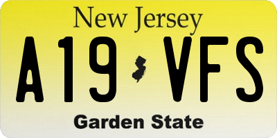 NJ license plate A19VFS