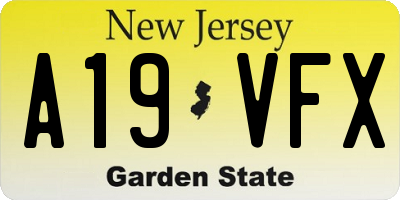 NJ license plate A19VFX